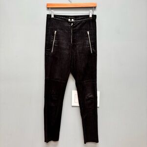 Isabel Marant Lambskin Moto Black Leather Pants 36 / 4